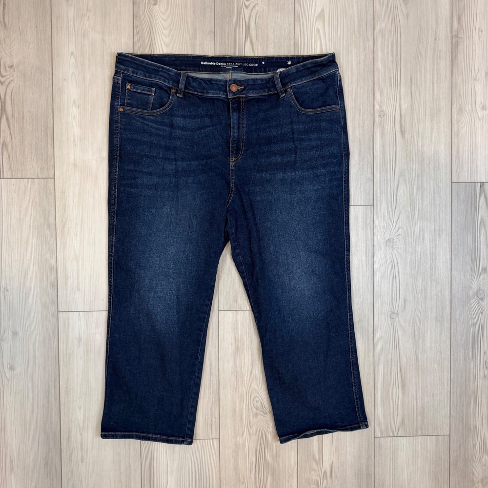 Chicos DefineMe Denim Straight Leg Crop Jeans Dark Wash Blue Size 4 US 20